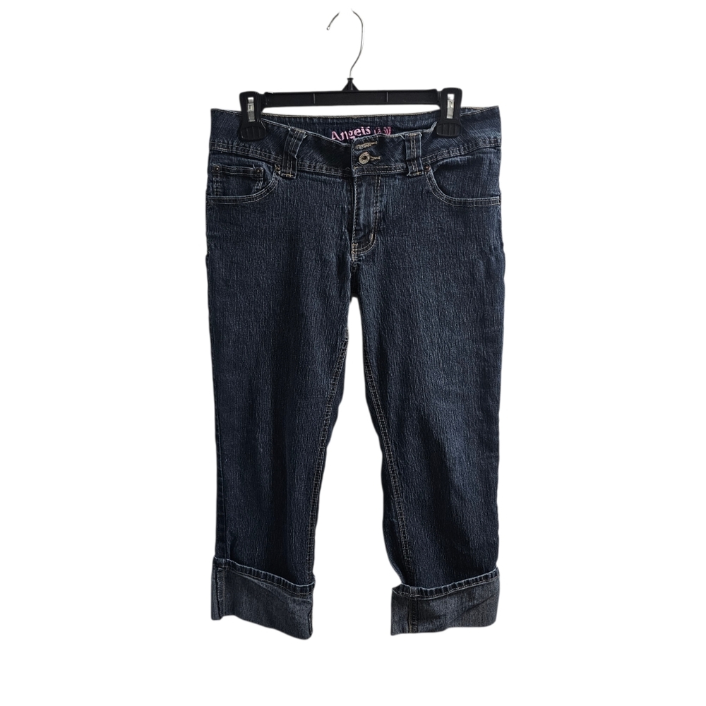 Angels Vintage y2k Cuffed Jean Crop Capris Size 13 Low Rise Dark Wash